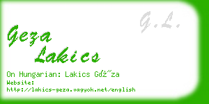 geza lakics business card